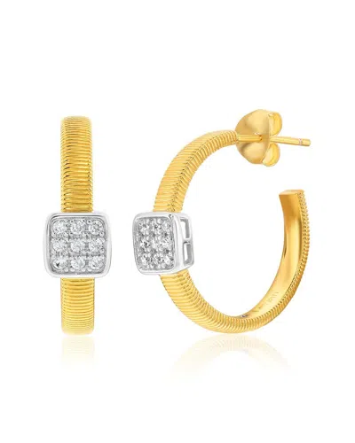 Suzy Levian Cz Jewelry Suzy Levian Golden Helix Silver Cz Hoop Earrings In Brown