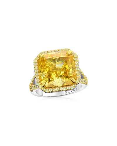 Suzy Levian Cz Jewelry Suzy Levian Gala Collection Silver Cz Cocktail Ring In Yellow