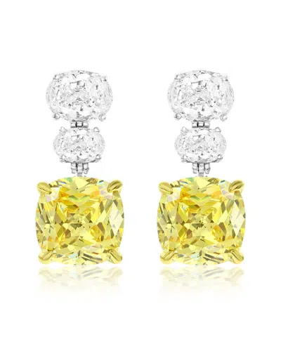 Suzy Levian Cz Jewelry Suzy Levian Gala Collection Silver Cz Dangle Earrings In Yellow