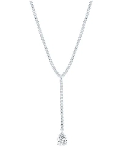Suzy Levian Cz Jewelry Suzy Levian Gala Collection Silver Cz Lariat Necklace In Metallic