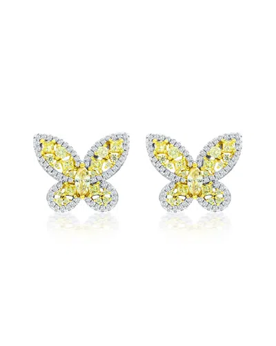 Suzy Levian Cz Jewelry Suzy Levian Gala Collection Silver Cz Stud Earrings In Yellow