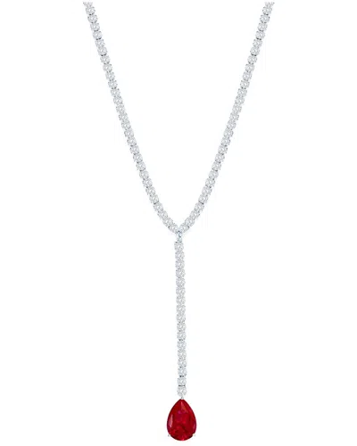 Suzy Levian Cz Jewelry Suzy Levian Gala Collection Silver Cz Lariat Necklace In Metallic