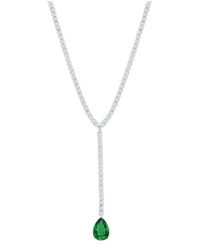 Suzy Levian Cz Jewelry Suzy Levian Gala Collection Silver Cz Lariat Necklace In Silver