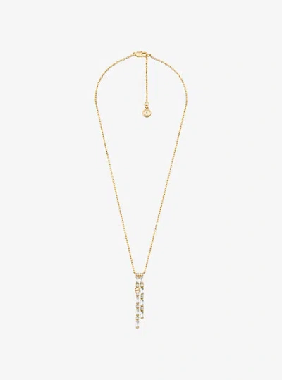 Michael Kors Pavé Baguette Drop Necklace In Gold