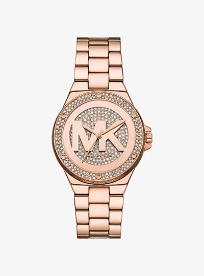 Michael Kors Lennox Pavé Rose Gold-tone Watch In Gold