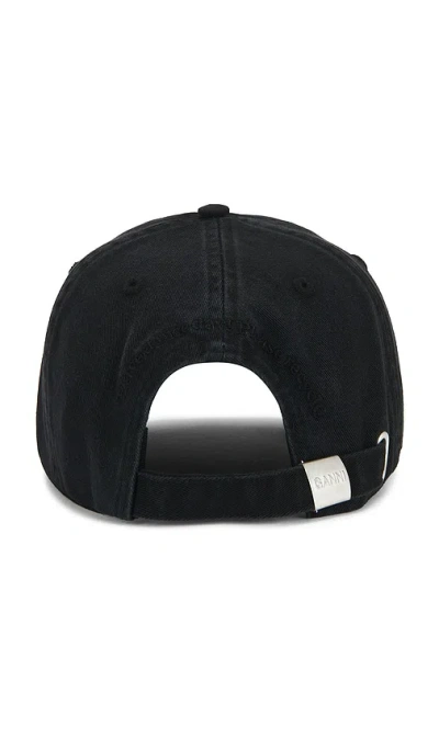 Ganni Womens Black Brand-embroidered Cotton-canvas Cap In Black