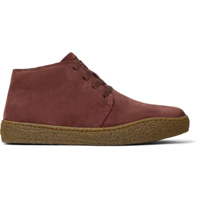 Camper Peu Terreno Laced Boots In Burgundy