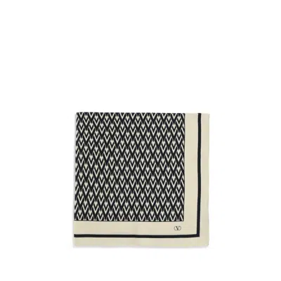 Valentino Multicolor Silk Scarf In Black