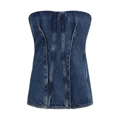 Agolde Strapless Denim Cover-up In Blue