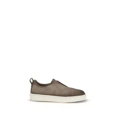 Santoni Beige Rubber Low Top Sneakers In Multi