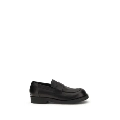 Mm6 Maison Margiela Black Calf Leather Bos Taurus Slip-on Loafers