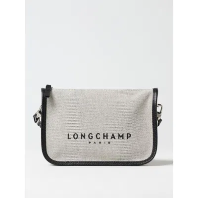 Longchamp Natural Canvas And Leather Handbag In White