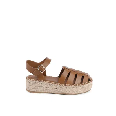 Tommy Hilfiger Brown Leather Platform Sandals In Brown