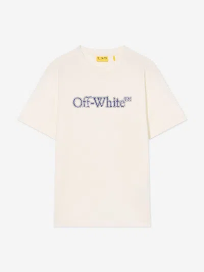 Off-white Boys Big Bookish Crackle Logo T-shirt In Multi