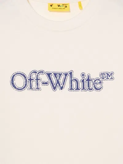Off-white Boys Big Bookish Crackle Logo T-shirt In Multi