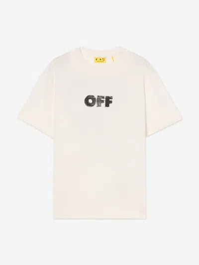 Off-white Kids Arrow Sponge Logo T-shirt In White