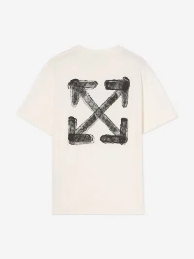 Off-white Kids Arrow Sponge Logo T-shirt In White