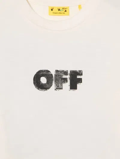 Off-white Kids Arrow Sponge Logo T-shirt In White