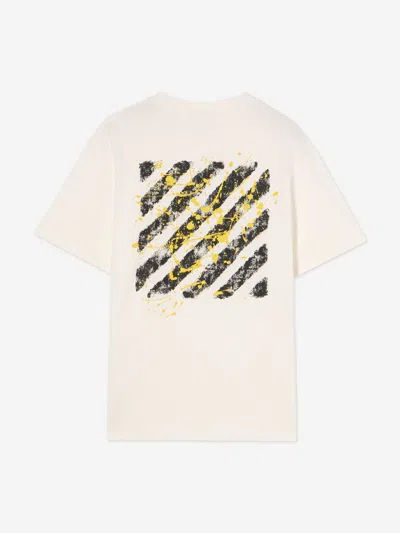 Off-white Boys Diagonal Splat T-shirt In White