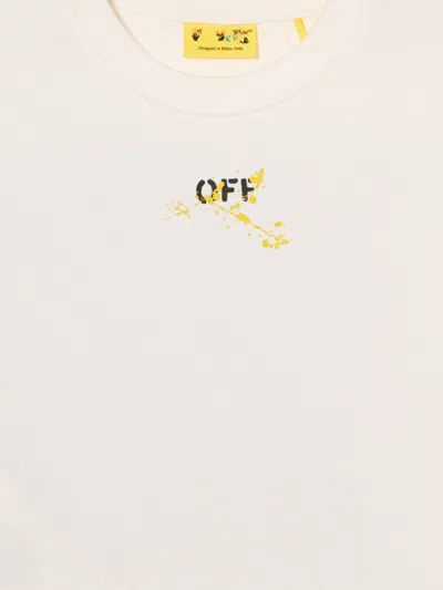 Off-white Boys Diagonal Splat T-shirt In White