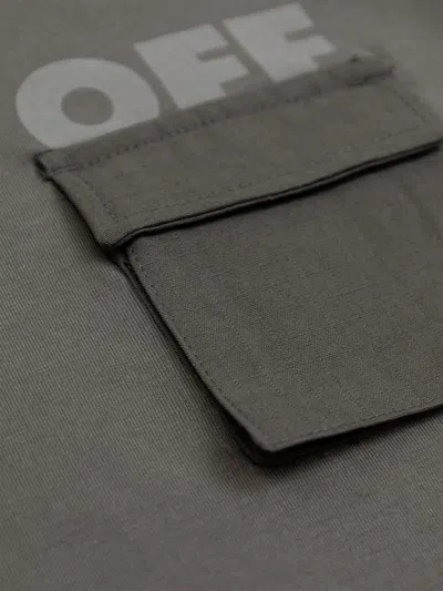 Off-white Boys Garment Dyed Cargo T-shirt In Gray