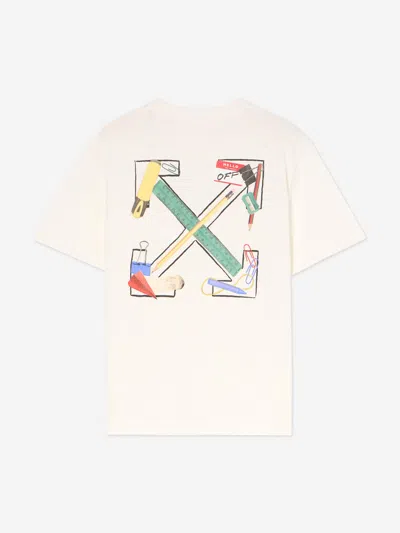 Off-white Kids Bts Arrow Ruler T-shirt In White