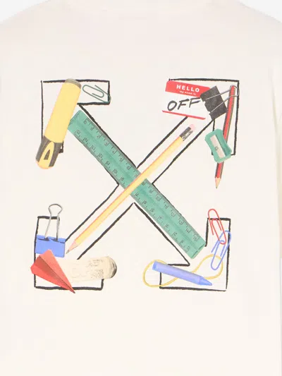 Off-white Kids Bts Arrow Ruler T-shirt In White