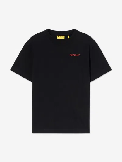 Off-white Kids Arrow Outline Flock T-shirt In Black