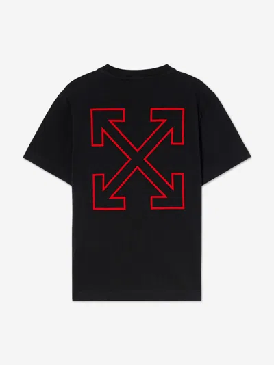 Off-white Kids Arrow Outline Flock T-shirt In Black