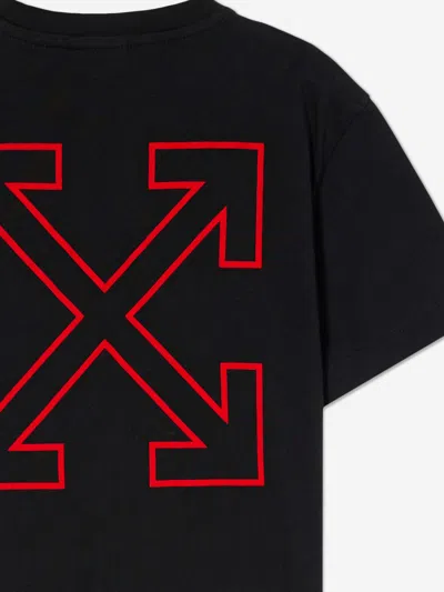 Off-white Kids Arrow Outline Flock T-shirt In Black
