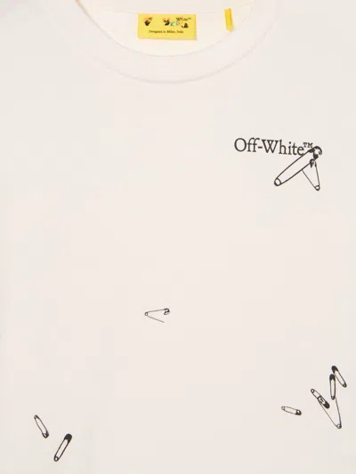 Off-white Kids Safety Pins T-shirt In White