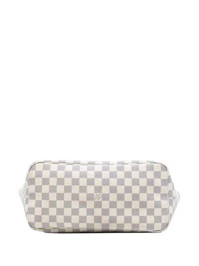 Pre-owned Louis Vuitton 2010 Damier Azur Neverfull Mm Tote Bag In White