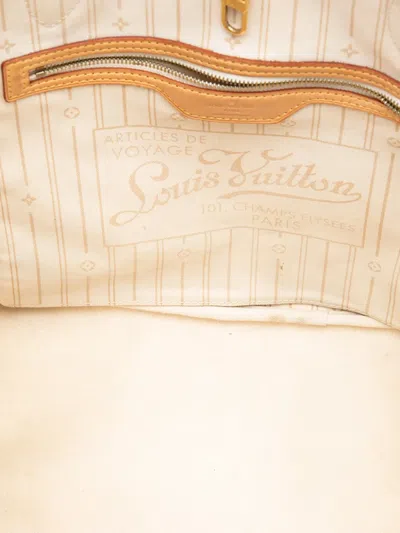 Pre-owned Louis Vuitton 2010 Damier Azur Neverfull Mm Tote Bag In White