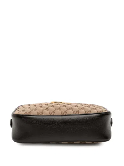 Pre-owned Gucci 2016-2025 Small Gg Marmont Matelasse Gg Canvas And Leather Crossbody Bag In Brown