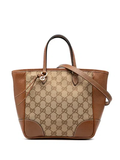 Pre-owned Gucci 2000-2015 Small Gg Canvas Bree Satchel In Brown