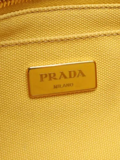 Pre-owned Prada 2010-2025 Canvas Canapa Logo Satchel Tote Bag In Yellow
