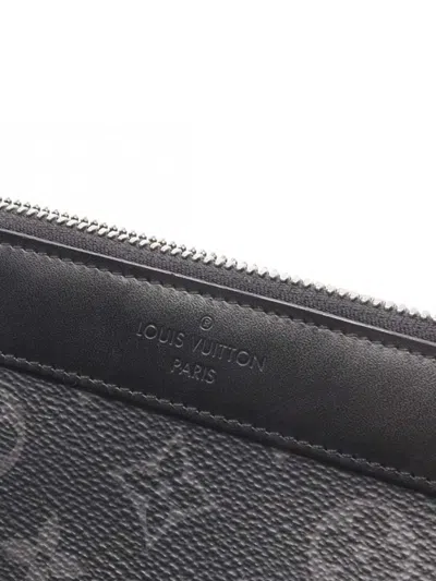 Pre-owned Louis Vuitton 2019 Monogram Taigarama Pochette Discovery Pm Clutch Bag In Black