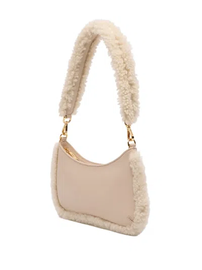 Pre-owned Jacquemus 2023-2025 Leather Shearling Trimmed Le Bisou Doux Shoulder Bag In Brown