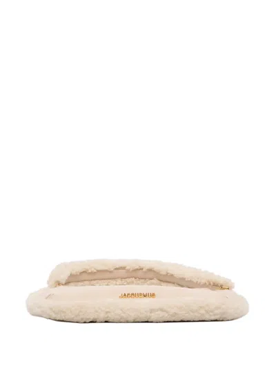 Pre-owned Jacquemus 2023-2025 Leather Shearling Trimmed Le Bisou Doux Shoulder Bag In Brown