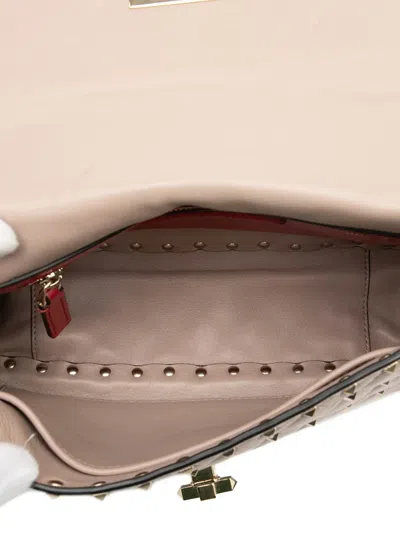 Pre-owned Valentino Garavani 2000-2017 Medium Nappa Rockstud Spike Satchel In Brown