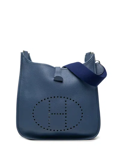 Pre-owned Hermes 2007 Clemence Evelyne I Pm Crossbody Bag In Blue