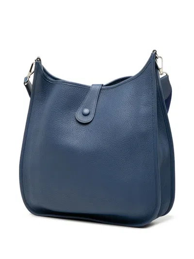 Pre-owned Hermes 2007 Clemence Evelyne I Pm Crossbody Bag In Blue