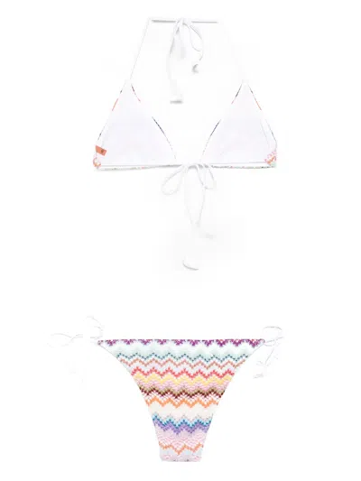 Missoni Chevron-pattern Tie Bikini In White