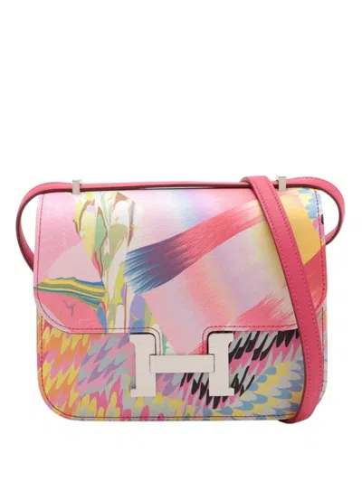 Pre-owned Hermes 2021 Limited Edition Mini Swift And Marble Silk Constance Iii 18 Crossbody Bag In Multi
