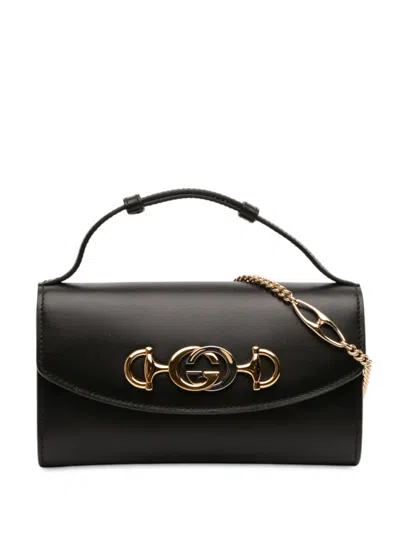 Pre-owned Gucci 2016-2025 Mini Leather Zumi Satchel In Black