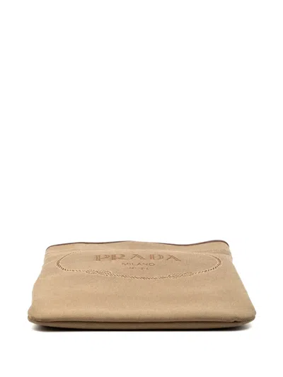 Pre-owned Prada 2013-2025 Canvas Canapa Logo Crossbody Bag In Brown