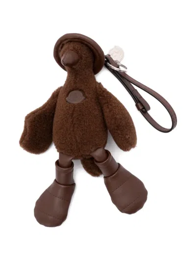 Moncler Monduck Textured Keyring In Brown