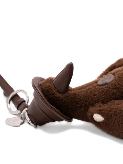 Moncler Monduck Textured Keyring In Brown