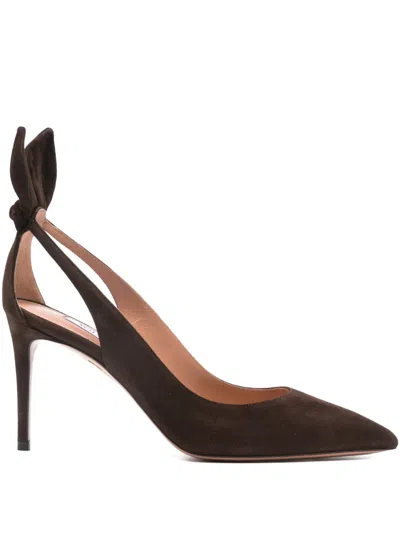 Aquazzura Bow Tie Pointed-toe Pumps In Brown
