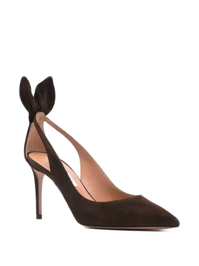 Aquazzura Bow Tie Pointed-toe Pumps In Brown